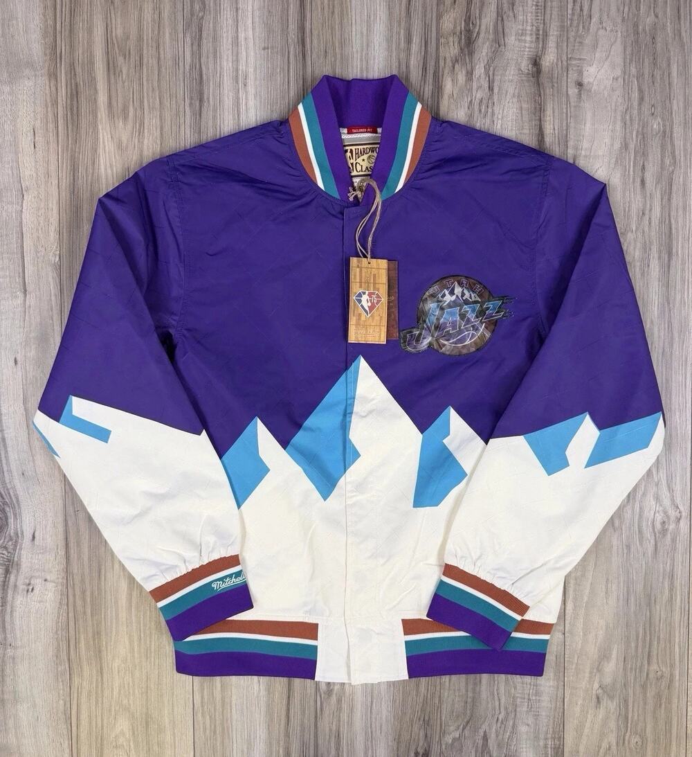 Mitchell & Ness Utah Jazz 75th Anniversary Warm Up Jacket Purple Mens Medium NEW